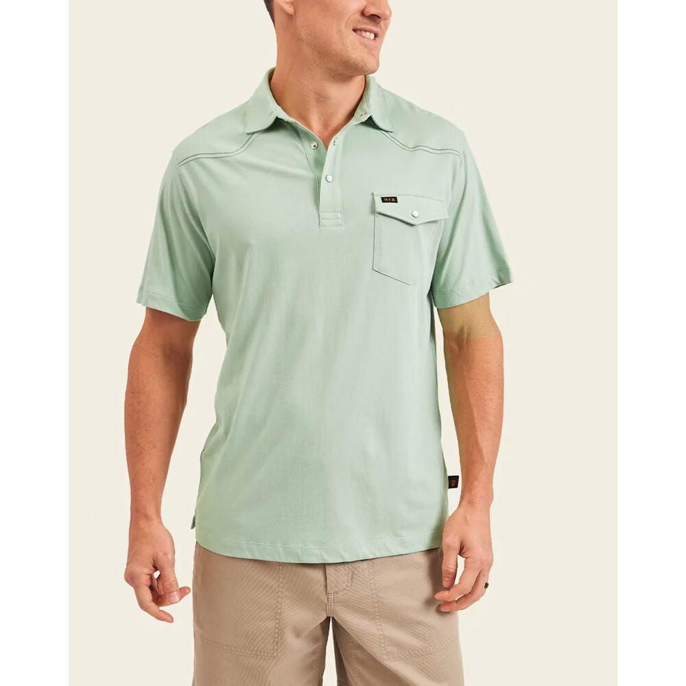 Howler Brothers Ranchero Western Pearl Snap Polo Green Cotton Shirt Mens M - Picture 7 of 11